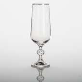 Фужеры для шампанского Клаудия 180мл, платин. полоска, 6 шт Crystalite Bohemia 40149/180/20732S