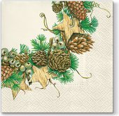 Салфетки для декупажа Paw Венок из шишек, 33x33см, 20шт. SDL059600
