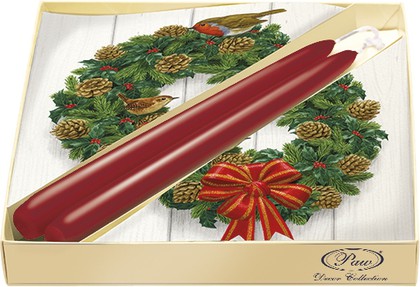 Подарочный набор Paw Рождественский венок, 20 салфеток, 2 свечи SSC027500