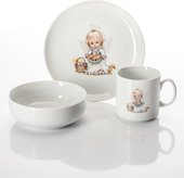 Набор для завтрака Ангелочек с корзиной Porcelaine Czech Gold Hands DSATEB121/3