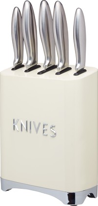 Набор ножей KitchenCraft Lovello Retro с блоком для хранения, creamy LOVKNBCRE