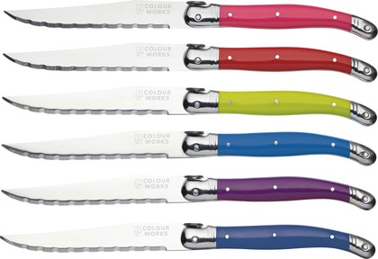 Нож для стейка KitchenCraft Colourworks Brights, набор 6шт CWSTEAK6
