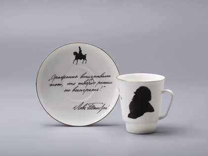 Чашка с блюдцем ИФЗ Майская, Русские писатели Толстой, 165мл 81.31159.00.1