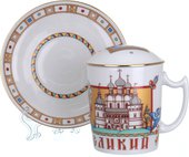 Кружка с блюдцем и крышкой ИФЗ Снежное утро, Ростов Великий, фарфор 81.21561.00.1