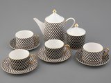 Сервиз чайный ИФЗ Идиллия, Неро, 10 предметов, 4 персоны, костяной фарфор 81.32140.00.1