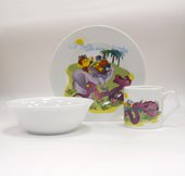 Набор для завтрака с рисунком 38 попугаев Porcelaine Czech Gold Hands DSKY26/3ИМП