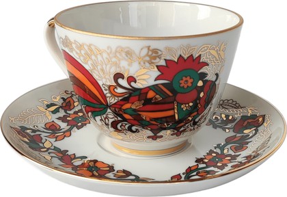 Чашка с блюдцем ИФЗ Весенняя, Красный петух, 250мл, фарфор 81.15418.00.1