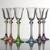 Рюмки для ликёра Crystalite Bohemia Александра-Арлекино, 6шт, 60мл, цветная ножка 1SD70/60/230176S