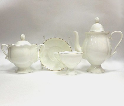 Сервиз кофейный ИФЗ Наташа, Золотая лента, 14 предметов, костяной фарфор 81.20563.00.1