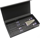 Набор столовых приборов для торта Herdmar Vintage Ept Black, 7 предметов, зеркальная полировка, чёрная ручка 1485007TP00E16