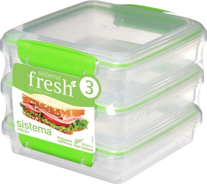 Набор контейнеров для сэндвичей Sistema Fresh, 450мл, 3шт, салатовый 951643