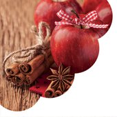 Салфетки круглые Корица и яблоко 32см, 3 слоя, 12шт Paw SDR073200