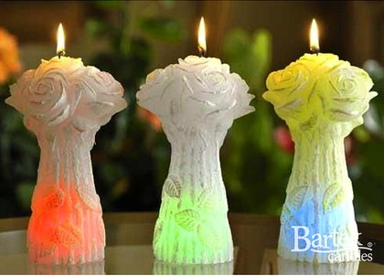 Bartek Candles BOUQUET ROSE Свеча "Букет" - три штуки, фигурка с подсветкой 200мм, артикул 5907602662672