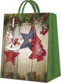 Пакет подарочный бумажный Paw Новогодние звездочки 26.5x33.5x13см AGB028305