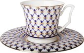 Кофейная пара ИФЗ Юлия Кобальтовая сетка, 145мл, костяной фарфор 81.20119.00.1