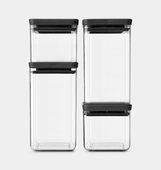 Контейнеры для хранения продуктов Brabantia Tasty+, набор 4шт, тёмно-серый 122422