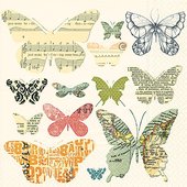 Салфетки коктейль Стая бабочек, 25x25см, 3 слоя, 20шт Paper+Design CN0795