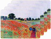 Подставки на пробке Моне Маковое поле 4шт 30x20см The Leonardo Collection LP92786