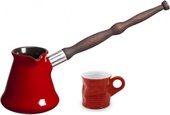 Керамическая турка 0.35л и чашка, набор 2пр, красный Ceraflame IBRIKS J72016