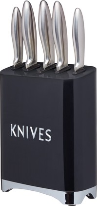 Набор ножей KitchenCraft Lovello Retro с блоком для хранения, black LOVKNBBLK