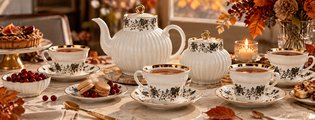 Сервиз чайный ИФЗ Волна, Тонкие веточки, 20 предметов, 6 персон, костяной фарфор 81.20897.00.1