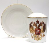 Бокал с блюдцем и крышкой Двуглавый орёл, ф. Снежное утро ИФЗ 81.15546.00.1