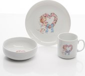 Набор для завтрака с рисунком Ангелочек с сердцем Porcelaine Czech Gold Hands DSATEB124/3