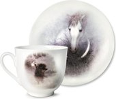 Чашка с блюдцем ИФЗ Ландыш, Ёжик в тумане. Лошадь, костяной фарфор 81.34550.00.1