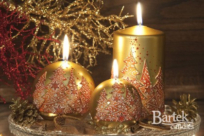 Свеча декоративная Bartek Candles Ёлочка нарядная, колонна, 7х15см 118012