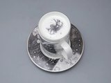 Бокал с блюдцем и крышкой ИФЗ Top, Тотем. Чёрный мустанг, 400мл, подарочная упаковка, костяной фарфор 81.34276.00.1