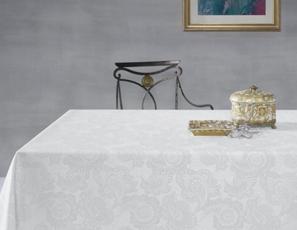 Скатерть Aitana Klimt, 160x250см, водоотталкивающая, белая KLIMT/160250/blanco