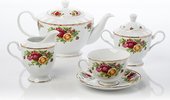 Чайный серв 6/17 Английская роза Porcelaine Czech Gold Hands LUISA1343C/17