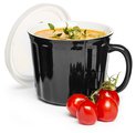 Кружка для супа SagaForm Kitchen с крышкой, чёрная 5017306