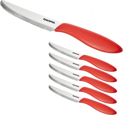 Нож столовый Tescoma Presto 12см, 6шт, красный 863054.20
