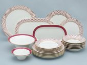 Сервиз столовый ИФЗ Юлиана, Сетка-Блюз 2, 24 предмета, 6 персон, костяной фарфор 81.32450.00.1