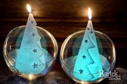 Свеча декоративная Bartek Candles Ёлочка со звёздами, конус с подсветкой 9x17cм 5907602669794