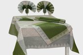 Скатерть 150x250 +6 салф. 48x48 Оксфорд, зелёная Белорусский лён 16c414/150x250/35/3