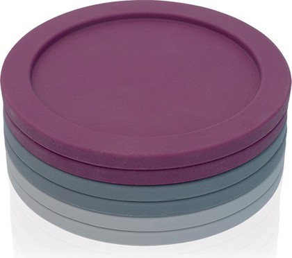 Набор из 6 силиконовых подставок под стаканы, фиолетовые и серые Brabantia 611704