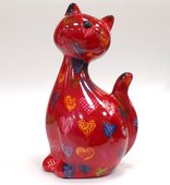 Копилка Кошка CARAMEL красная с сердечками Pomme-Pidou 148-00029/5