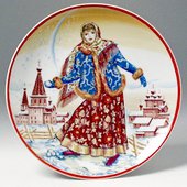 Тарелка декоративная ИФЗ Эллипс, Девушка со снежком 80.09363.00.1