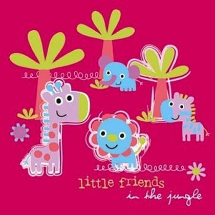 Paw JUNGLE LITTLE FRIENDS PINK Салфетки "Маленькие друзья", фон розовый, 33х33см, 3 слоя, 20шт., артикул SDL099013