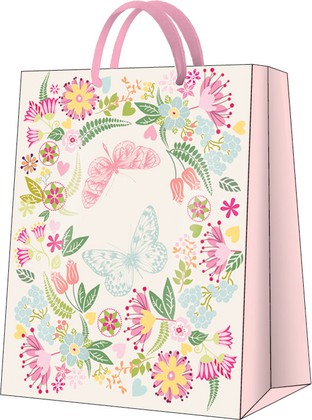 Пакет подарочный бумажный Paw Бабочки в цветах 26.5x33.5x13см AGB026705