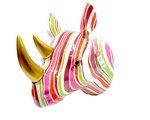 Фигура на стену Pomme-Pidou Носорог Лола, разноцветные полосы 148-00252