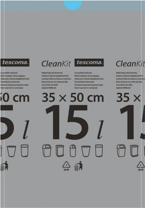 Мешки для мусора Tescoma Clean Kit, с завязками 15л, 15шт 900695.00