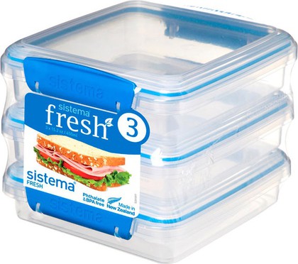 Набор контейнеров для сэндвичей Sistema Fresh, 450мл, 3шт, голубой 921643