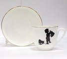 Чашка с блюдцем ИФЗ Ландыш, Силуэты. Хлопоты, 180мл, костяной фарфор 81.15709.00.1