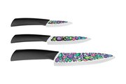 Набор из 3 ножей Omoikiri Mikadzo Imari White, керамические белые лезвия, деревянная подставка 4992019