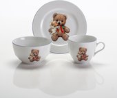 Набор для завтрака с рисунком Мишка Porcelaine Czech Gold Hands DSRITAB284/3