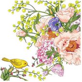 Салфетки Птица на цветке, 33x33, 20шт Paw SDL084700