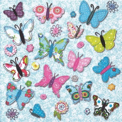 Салфетки для декупажа Paper+Design Ручные бабочки, 25x25см, 20шт 11521